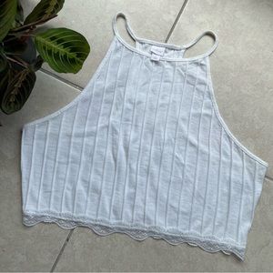 Basic White Lace Trim Tank Top Colsie